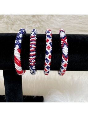 HAND CRAFTED in Nepal Beaded Bracelets (set of 4) P1